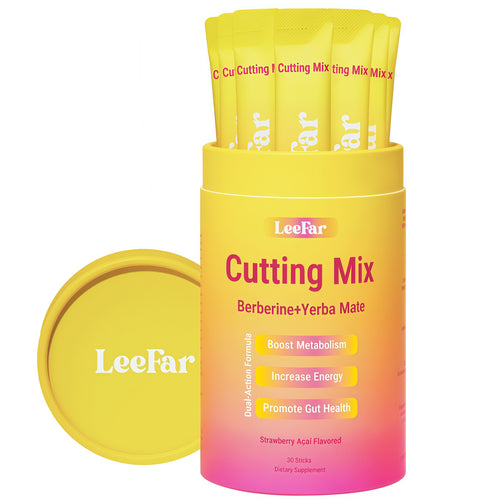 LeeFar Cutting Mix Drink Mix – Dual-Action Craving & Metabolism Support | Berberine, Chromium, 5-HTP, Yerba Mate & Magnesium | Supports GLP-1 Pathway, Blood Sugar & Gut Health | Strawberry Açaí Flavor – 30 Servings 2 Bottles