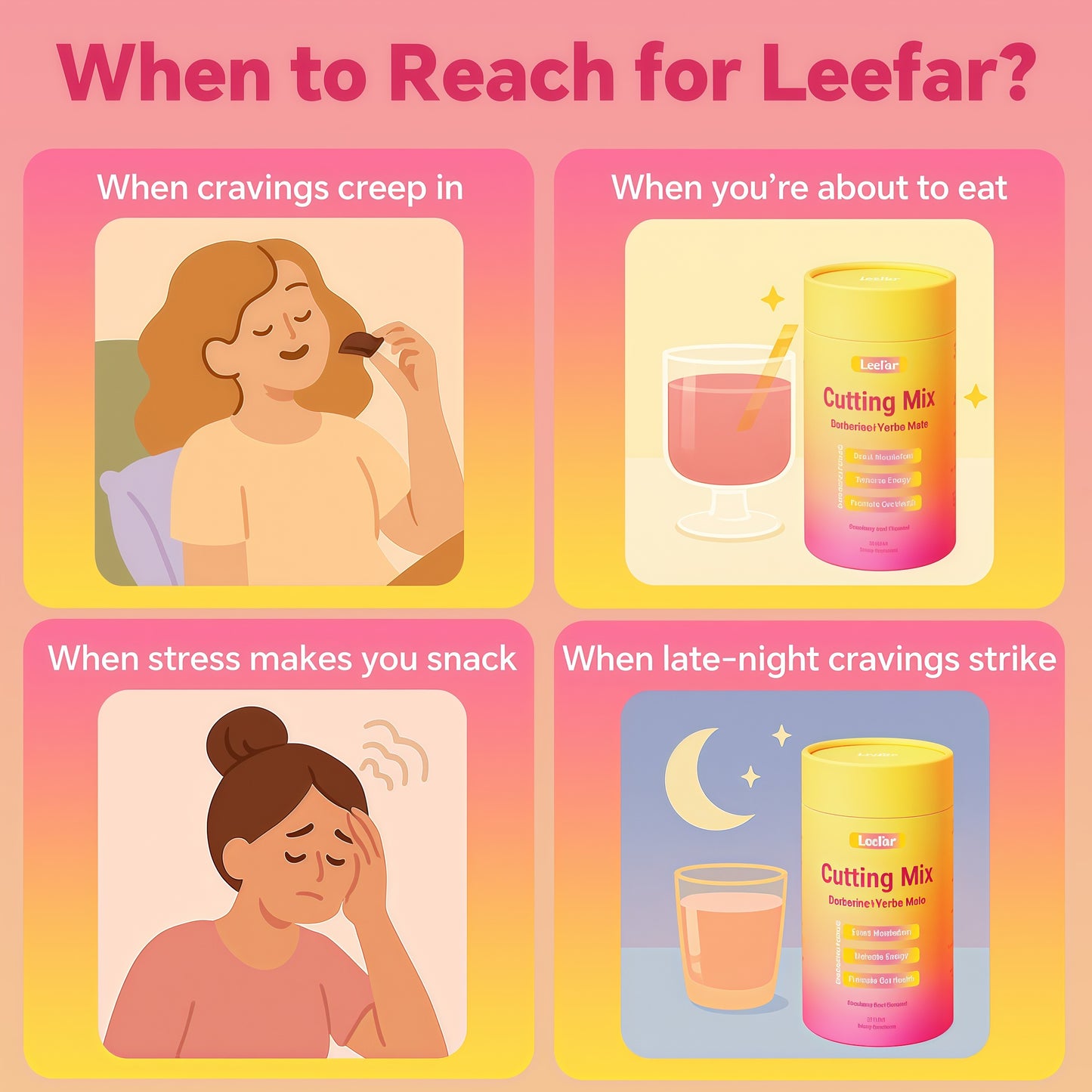 LeeFar Cutting Mix Drink Mix – Dual-Action Craving & Metabolism Support | Berberine, Chromium, 5-HTP, Yerba Mate & Magnesium | Supports GLP-1 Pathway, Blood Sugar & Gut Health | Strawberry Açaí Flavor – 30 Servings 2 Bottles
